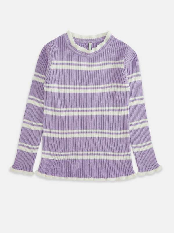 Purple and white striped sweater store