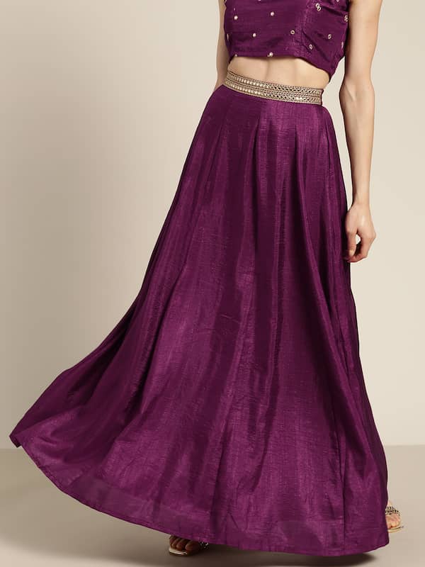 Ivory Mirrorwork Lehanga Skirt with Embellished Broad Belt  Twenty Nine   29india