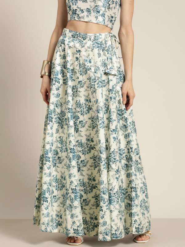 Off White Flared Chanderi Skirt Buy Off White Flared Chanderi