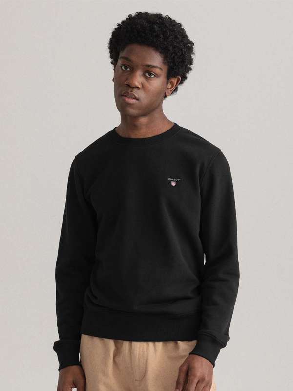 Men Solid Black Sweatshirt Sweaters Buy Men Solid Black