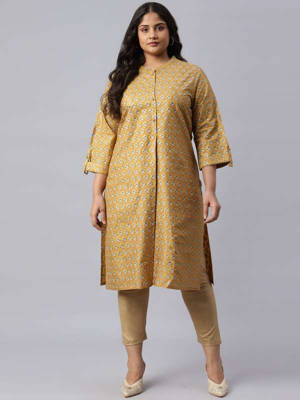 W mustard cheap kurta