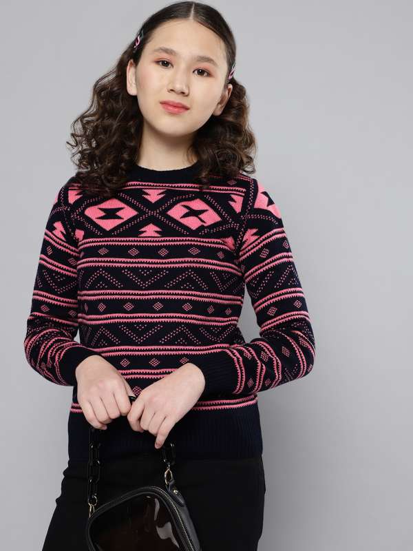 Navy blue top sweaters for juniors