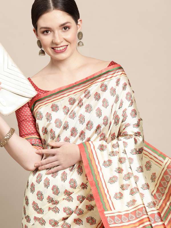 Buy Beau Design Off White Solid And Very Comfortable Saree