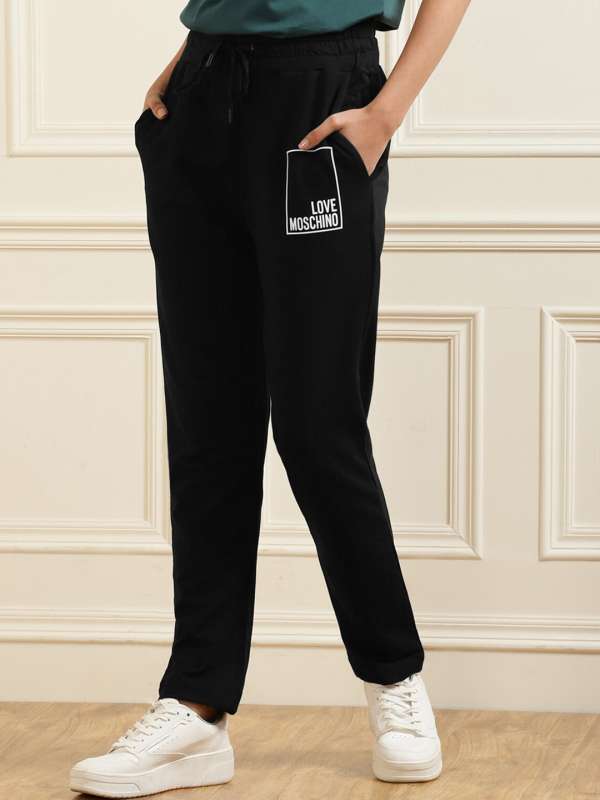 Love Moschino allover printed logo denim trousers in black  ASOS