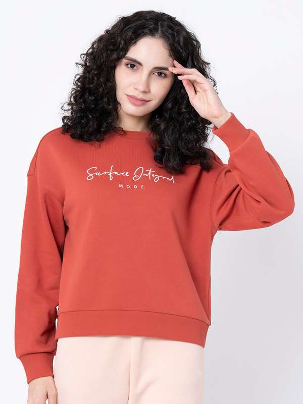 Womens red crewneck sweatshirt clearance