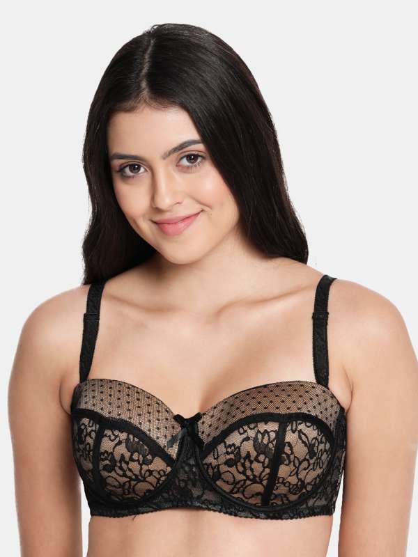 Buy Susie Black Beauty Full Lace Padded Wired Designer Bra online