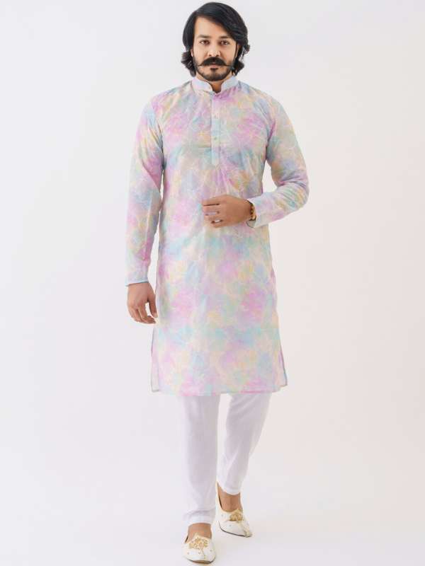 amzira Men Navy Blue Ethnic Motifs Embroidered Sequinned Kurta With Trousers  - Absolutely Desi