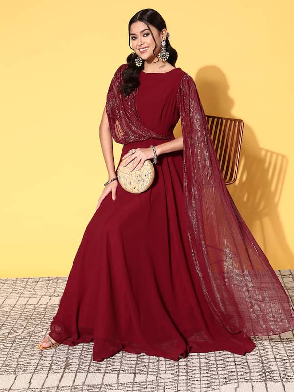 Buy FLORY VOL 13 Anarkali Long Gown In Maroon Color By SHUBHKALA at Rs 900  online from Surati Fabric Gown  V 4103