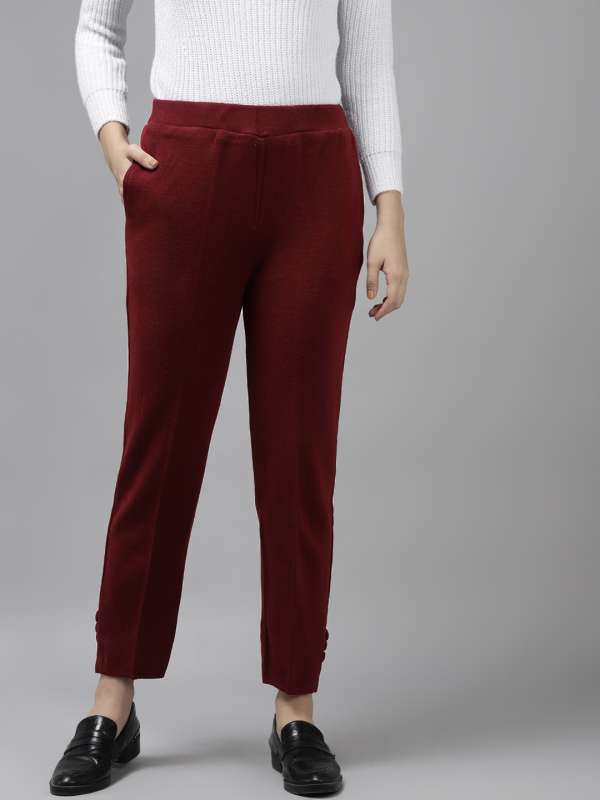 MAX Solid Cropped Trousers with Fabric Belt  Max  Purasawalkam High Road   Chennai