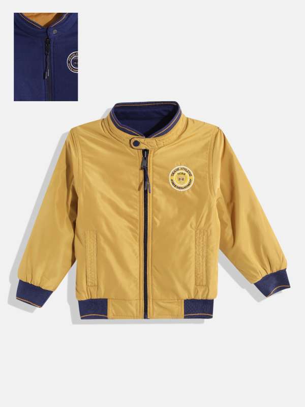 Okane Boys Mustard Yellow Solid Bomber Jacket Buy Okane Boys