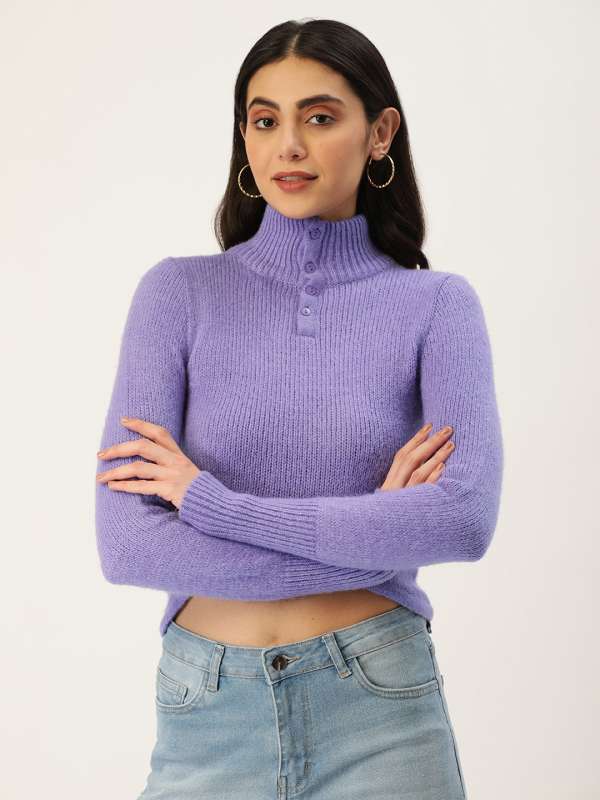 Forever 21 Women Lavender Solid Pullover Sweater Buy Forever 21 Women Lavender Solid Pullover Sweater online in India