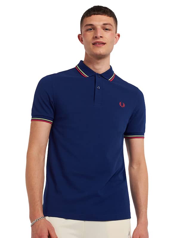 for Men Fred Perry Cotton T-shirt in Dark Blue Mens Clothing T-shirts Long-sleeve t-shirts Blue 