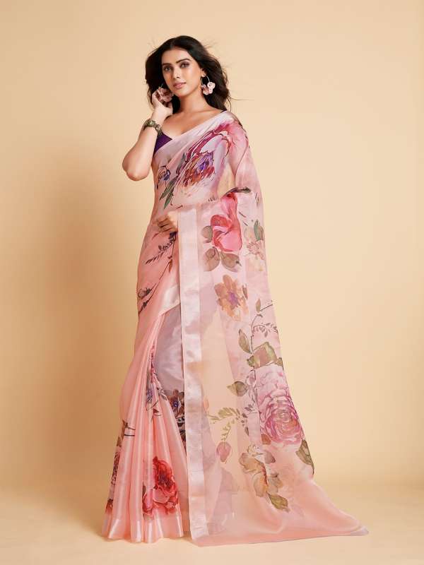 Peach Ruffle Saree Buy Peach Ruffle Saree online in India