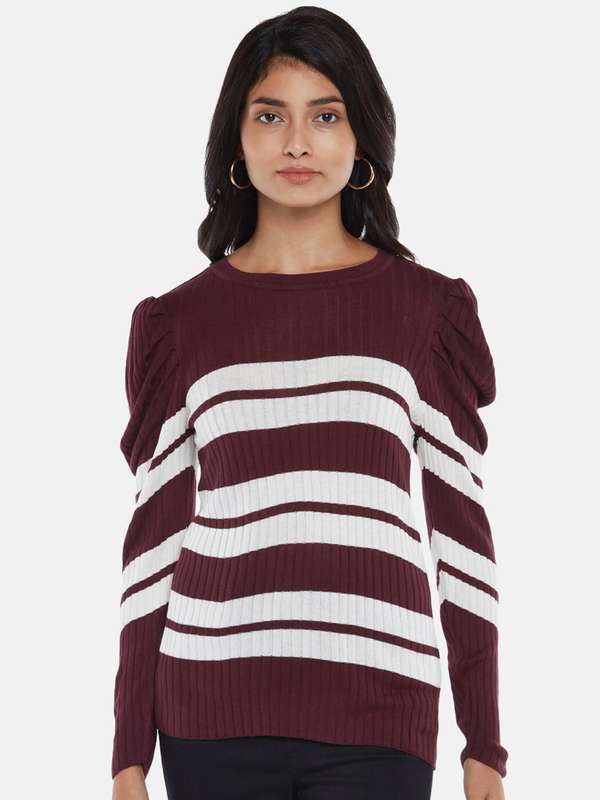 Buy Women Burgundy Sweaters online in India