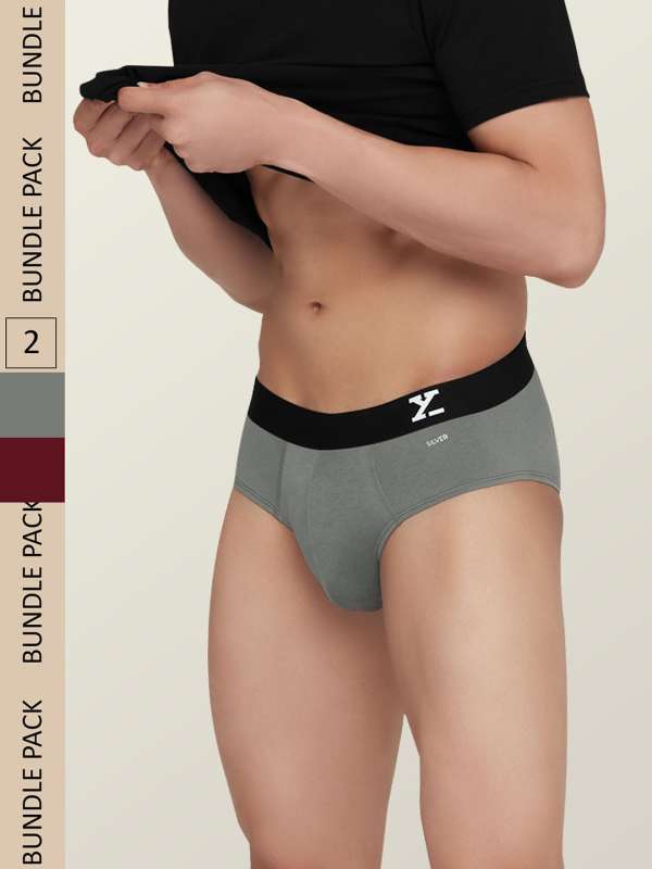 Buy FASO Men Maroon & Charcoal Solid Cotton Basic Briefs on Myntra
