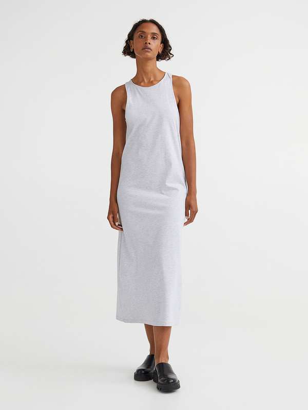 Solid Grey Jersey Dresses - Buy Solid 