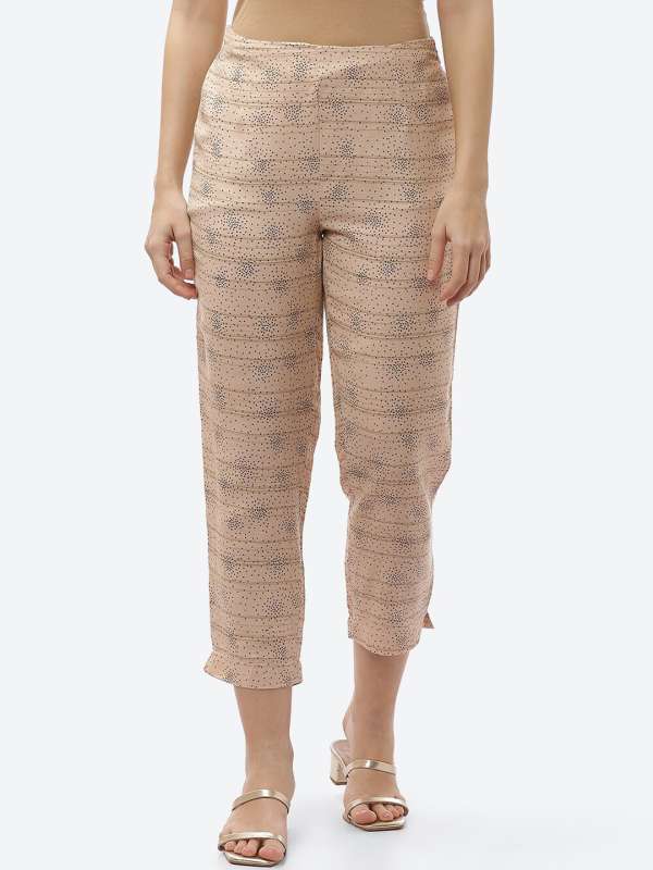 Buy online Off White Cotton Narrow Pant for women at best price at bibain   BOTTOMW18184SS22OWHT
