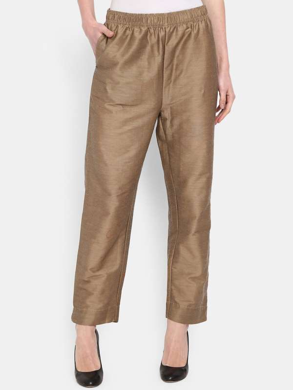 Buy Womens Gold Solid MidRise Metallic Pants  GoColors