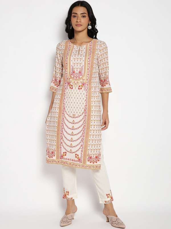 White kurtis online online myntra