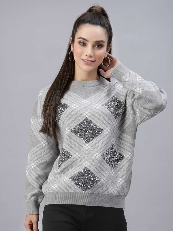 Grey Embellished Sweater 7774861.htm - Buy Grey Embellished Sweater  7774861.htm online in India