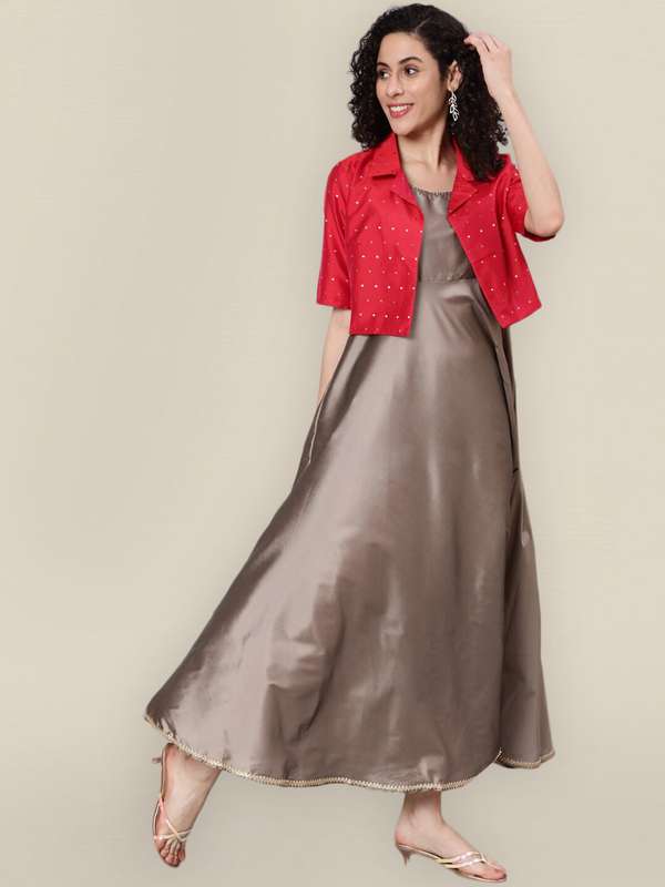 stylish long frock with coat
