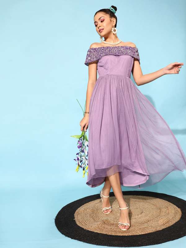 Lavender dress with black shoes hot sale