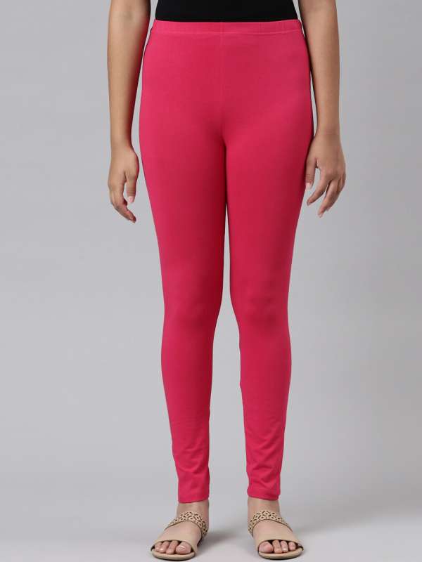 Go Colors Women Pink Solid Ankle-Length Leggings Price in India