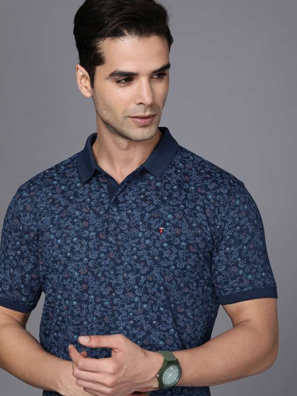 Louis Philippe Sport Solid Men Polo Neck Navy Blue T-Shirt - Price History