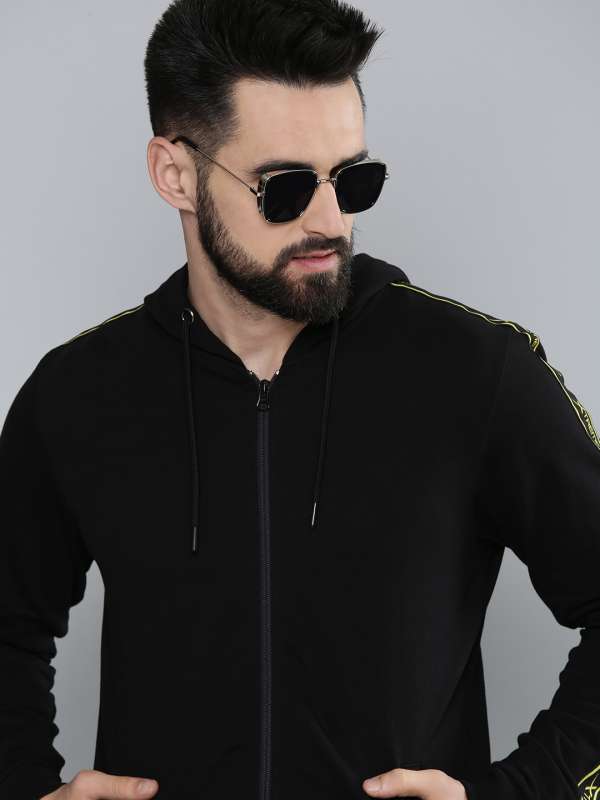 Flying Machine Men Black Solid Hooded Sweatshirt 6645854.htm Buy