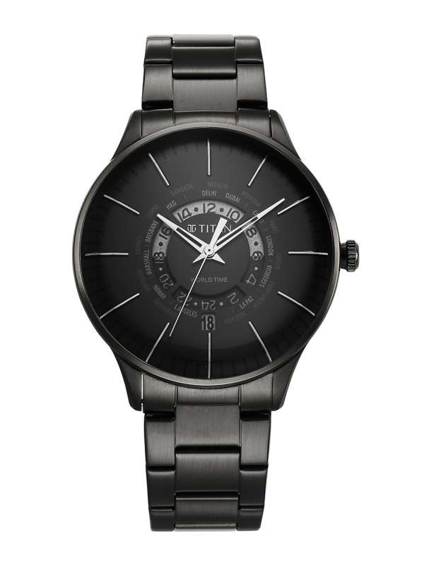 Titan black dial watch top