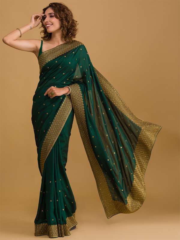 Myntra green sales saree