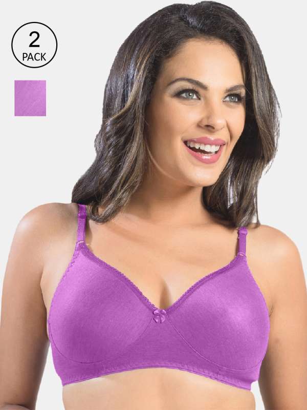 Buy SONARI Women's Poly Cotton Non-Padded Wire Free T-Shirt, Regular Bra  (violetpurplepurple30B_Purple_30B) at