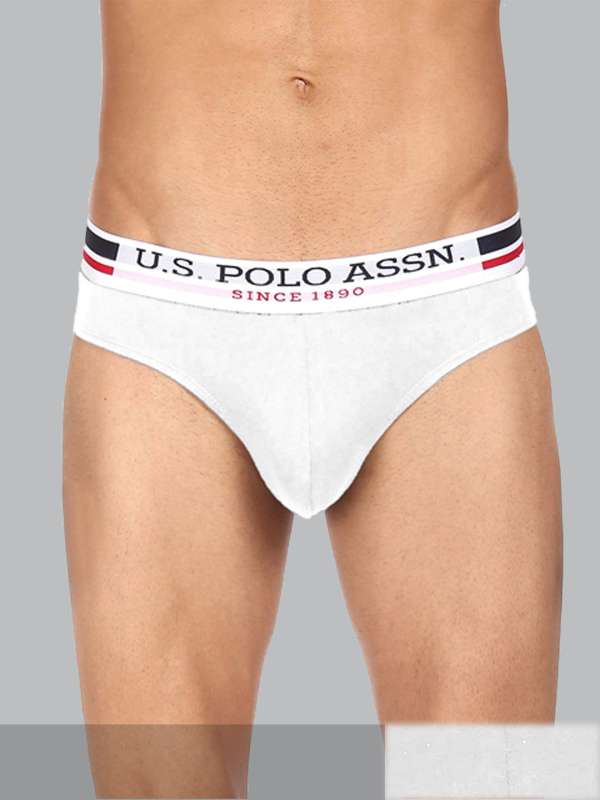 Buy U.S. POLO ASSN. Mens Solid Cotton Mid Rise Briefs White online