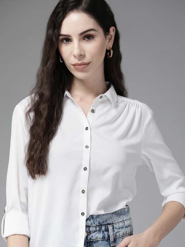 Plain White Cotton Ladies Shirt, Size: Medium, Casual at Rs 200