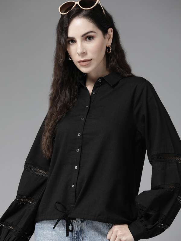 Front Bow Lace Blouse Clothing in Black - Get great deals at JustFab