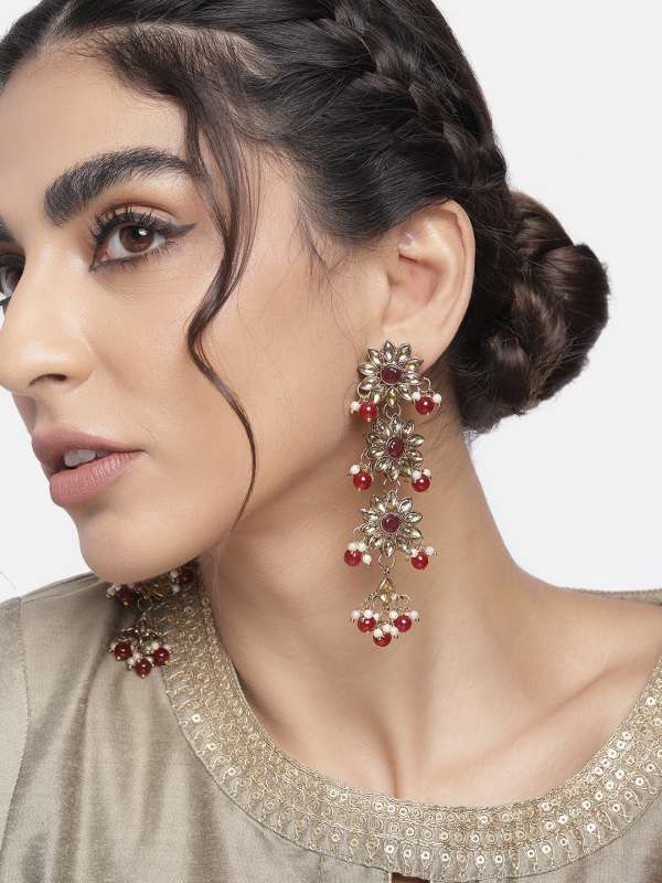 Maroon Dresses Earrings Buy Maroon Dresses Earrings online in India