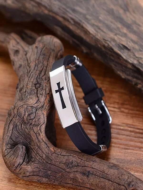 Buy Cross Leather Bracelet for Men Mens Leather Bracelet Online in India   Etsy
