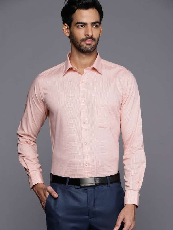Pink Micro Checks Slim / Tailored Fit Long Sleeve Shirt