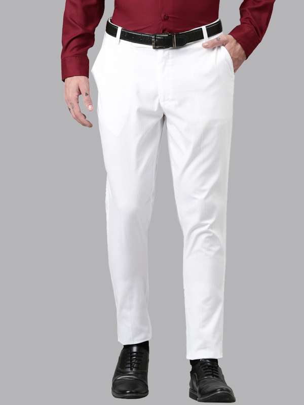 Buy Arrow Solid Classic Fit Auto Flex Twill Formal Trouser White at  Amazonin