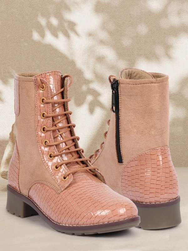 Pink fur boots women's clearance shoes