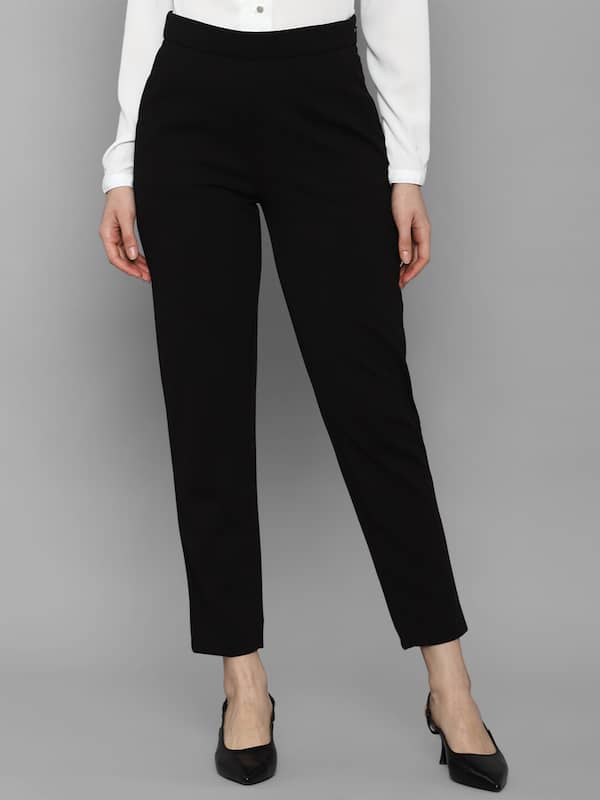 Buy Juniper Women Black Straight Fit Solid Cropped Cigarette Trousers -  Trousers for Women 7667405 | Myntra