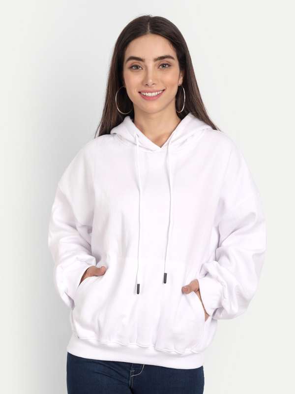 White hoodie jacket women's top