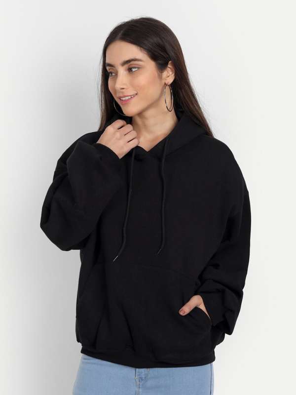 Plain black hoodie sale ladies