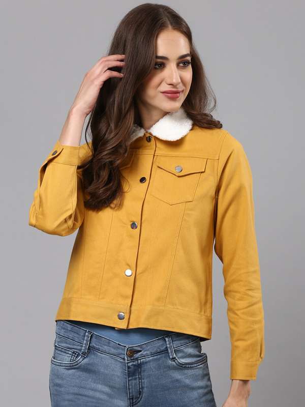 Mustard denim jacket womens clearance