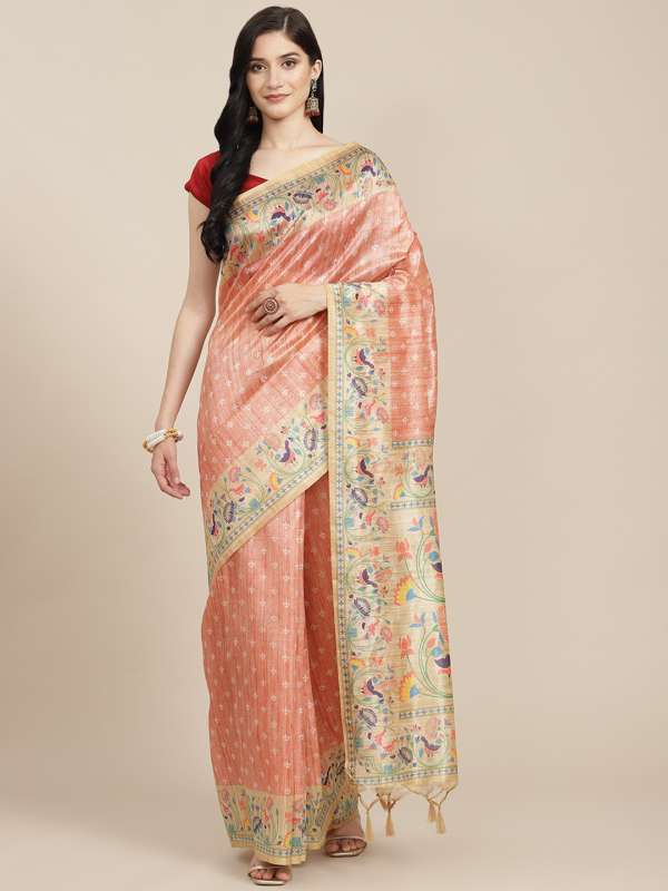 Myntra tussar deals silk saree