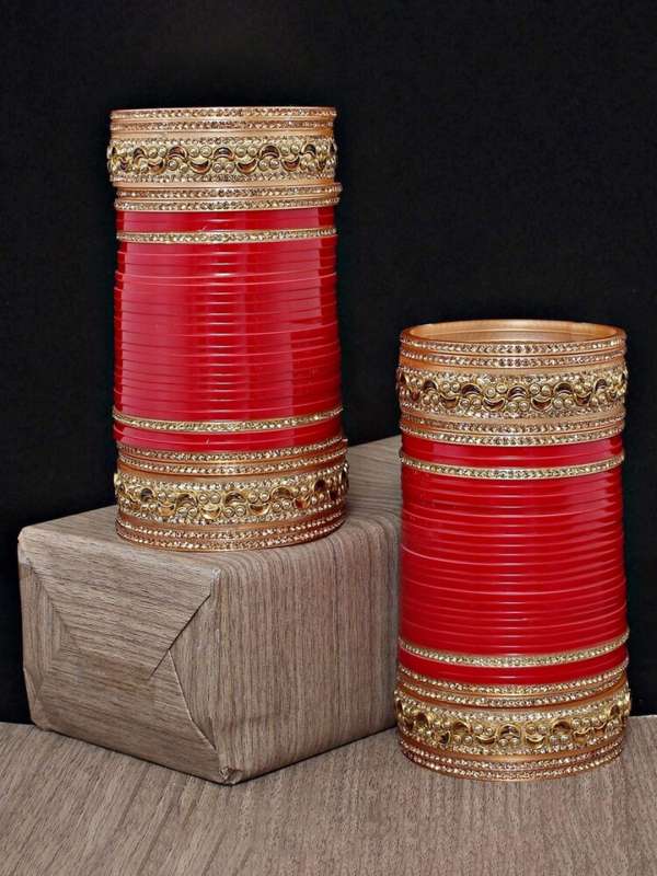 Red Green Cz Bangle Set Buy Red Green Cz Bangle Set online in India