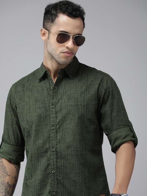 Olive green shirt myntra best sale