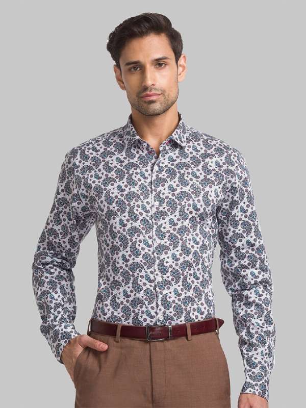 Raymond White Grey Printed Slim Fit Casual Shirt 7868853.htm Buy