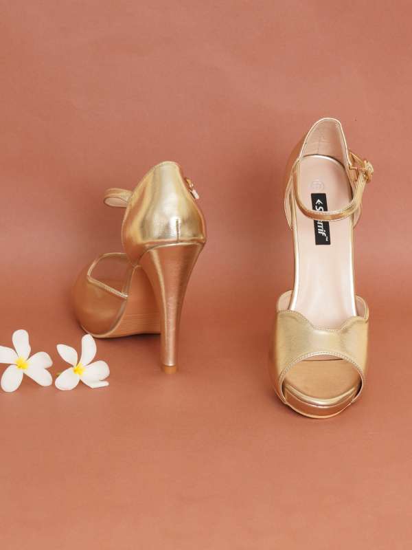 Gold peep online toe sandals