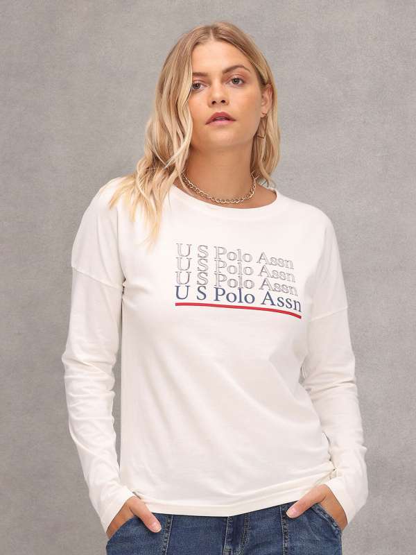 U.S. Polo Assn. Women Crew Neck Typographic Print Crop Sweatshirt, Black (XS)